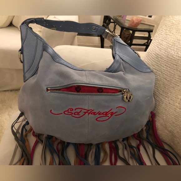 Ed Hardy suede fringe purse - Picture 3 of 7
